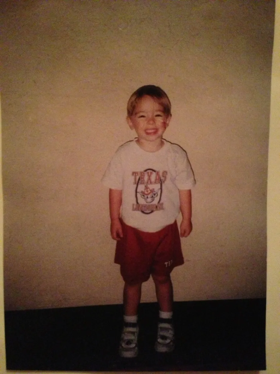 Toddler Austin in Texas Longhorns gear