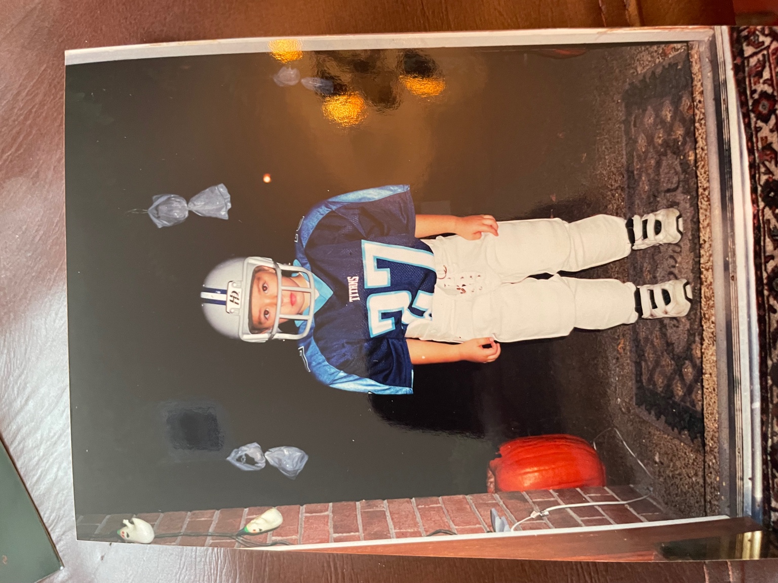 Young Austin in Titans jersey for Halloween